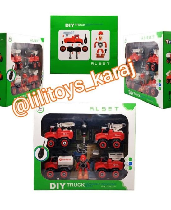 ست ماشین 4 عددی آتش نشانی با آدمک سازوباز کیوان تویز